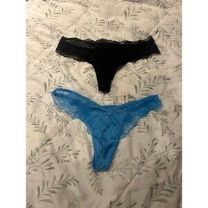 Victorias secret 2 pack lace silk thongs NWT